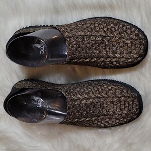 Corkys  Bronze Metallic Woven Slip-on Clogs Loafers Sz 7